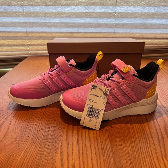 NEW IN BOX Adidas Lego tennis shoes. Pink, yellow, white LEGO shoes - Picture 4 of 5
